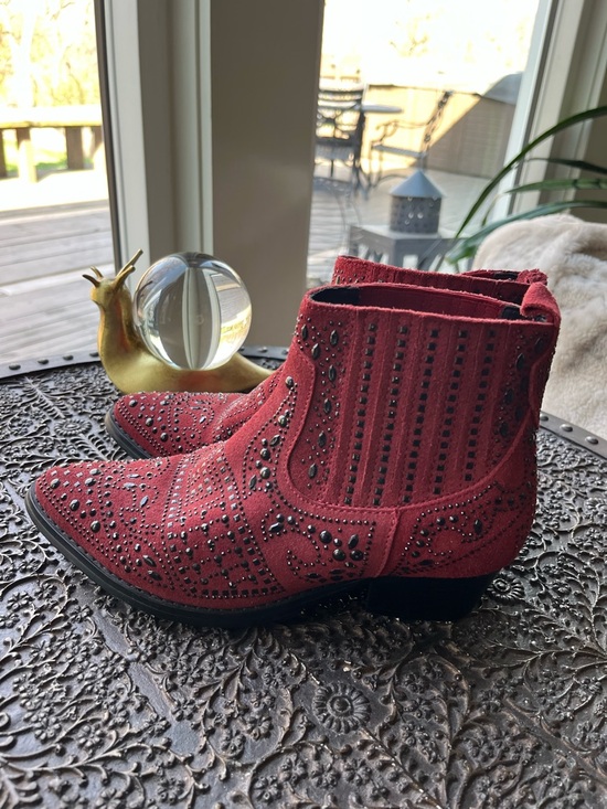 BIBI LOU SUEDE STUDDED EMBELLISHED WESTERN ANKLE BOOTIES 37 7 - Picture 3 of 7